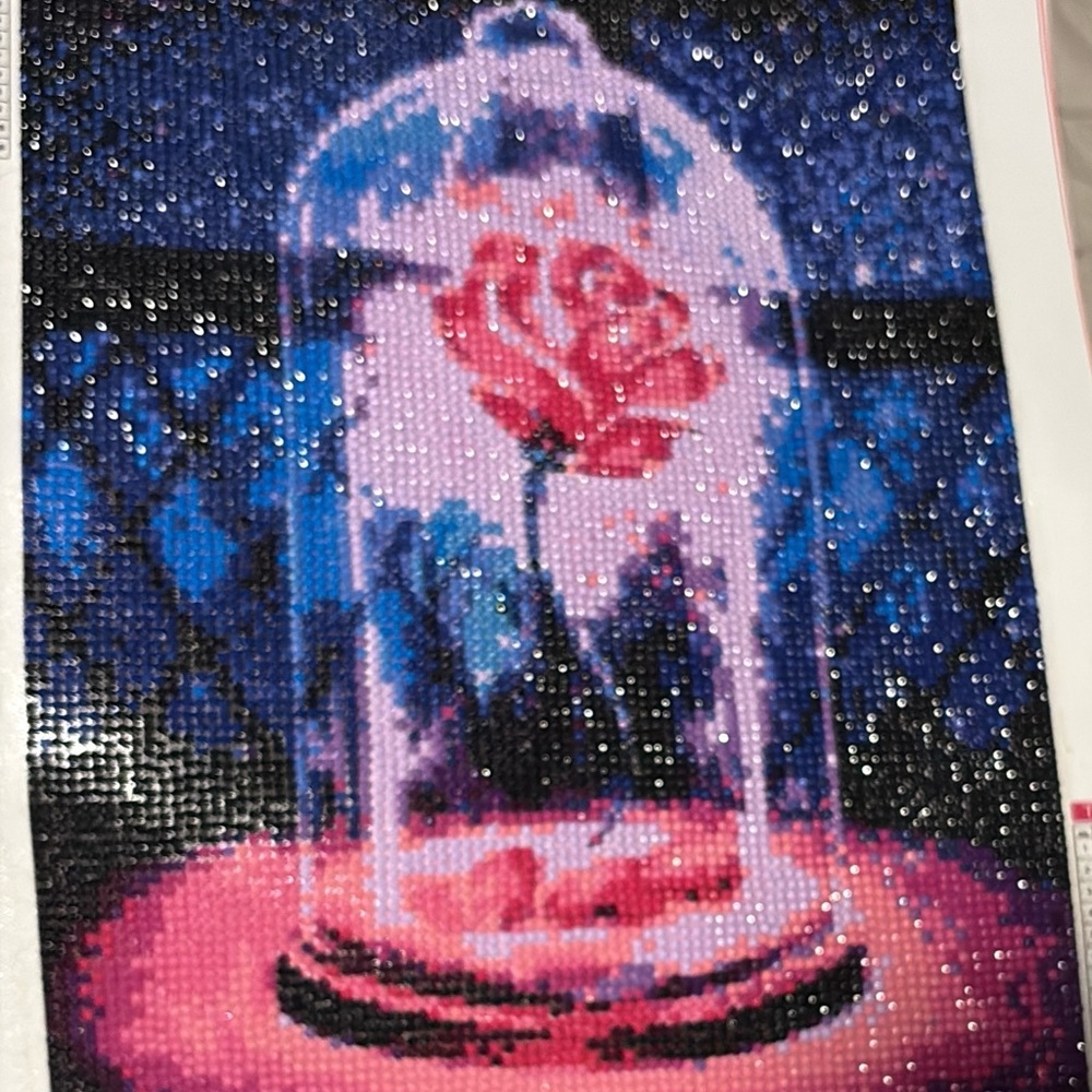 Beaded Rose Under Glass Art